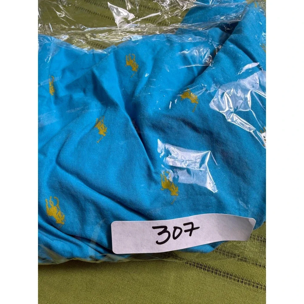 Polo Ralph Lauren Mens Blue Yellow Pony Logo Cotton Pajama Sleep Pants Large